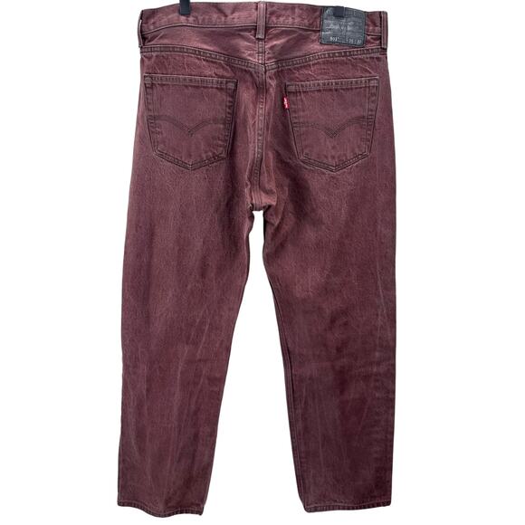 Levi's 501 Burgundy Button Fly Jeans Men’s Size 36x32 Straight Denim Classic - Picture 1 of 5
